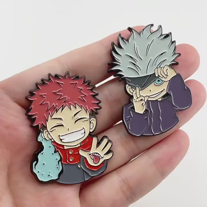 video of Jujutsu Kaisen Gojo Satoru Yuji Itadori Accessories Pin